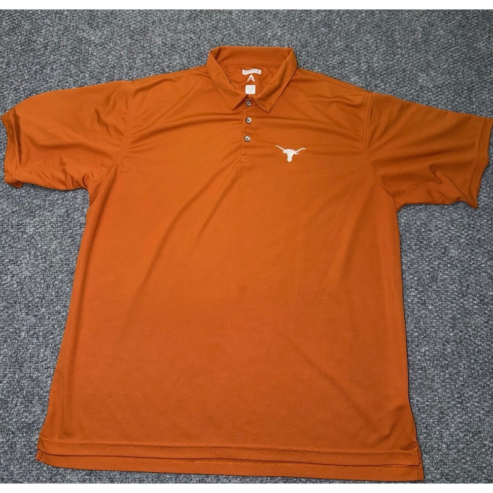 Antigua Texas Longhorns Polo Shirt‎ Men's XXL Orange Short Sleeve NCAA